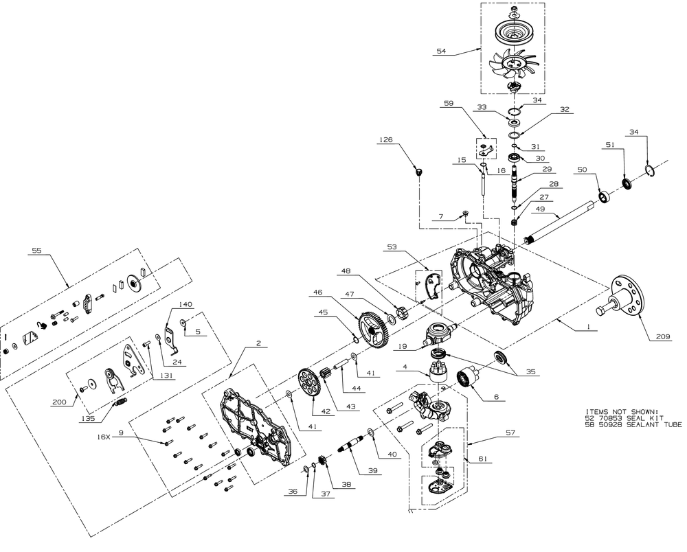 Transmission (Lh) Diagram and Parts List for ZTS1-50KH (17ARGBYLA10)(2023) Cub Cadet Lawn Tractor